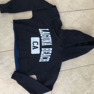 Laguna Beach CA navy cropped hoodie new